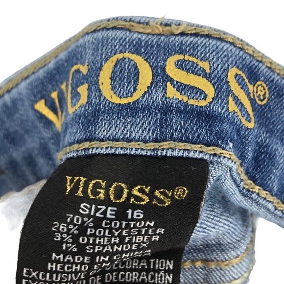 Vigoss Jean Shorts Girls Sz 16 Raw Hem Embroidered Denim 4" Inseam - Picture 9 of 9